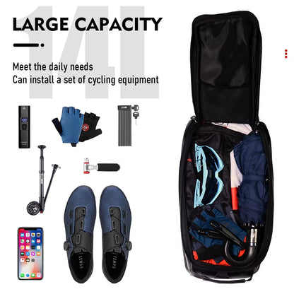 Bicycle 14L Multifunctional Bicycle Rear Seat Bag Waterproof Cycling Bike Rack Trunk Cargo Bag Pannier Bag Handbag Shoulder Bag