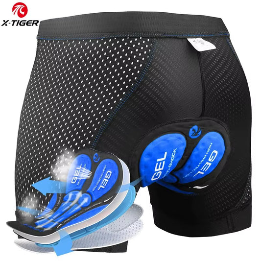 Men'S Cycling Underwear Shorts 5D Padded Gel MTB Biking Shorts Anti-Slip Leg Grips Breathable Mesh Cycling Underwear