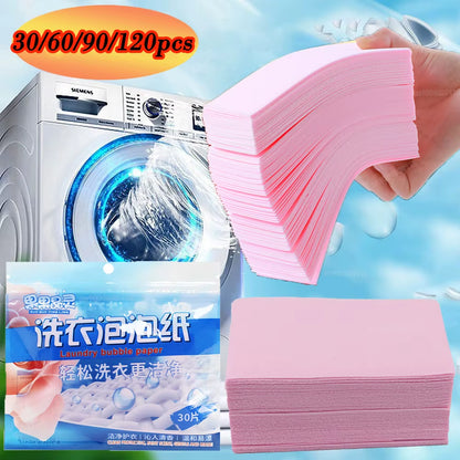 30/60/90/120Pcs Portable Laundry Tablets Cleaning Clothes Laundry Paper Concentrated Washing Powder Detergent Washing Machines